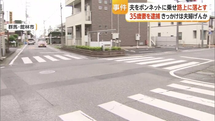 画面左から走ってきて画面右側の交差点を曲がったところで路上に落とす