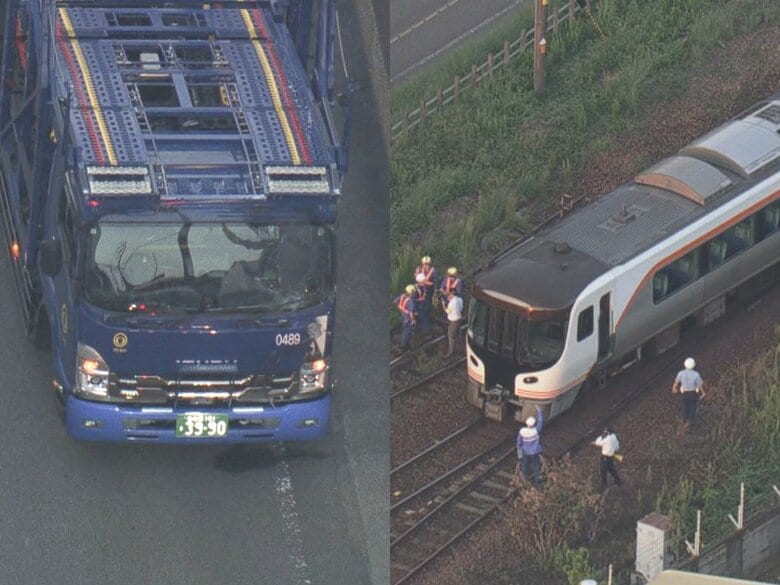 列車の窓ガラス割れる…JRの踏切で特急列車とキャリアカーが衝突 乗客約200人のうち6人ほどがケガ｜FNNプライムオンライン