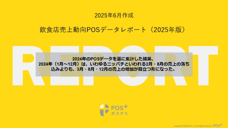 クラウド型モバイルPOSレジ「POS+（ポスタス）」年間（2024年）における飲食店売上動向に関する分析レポート