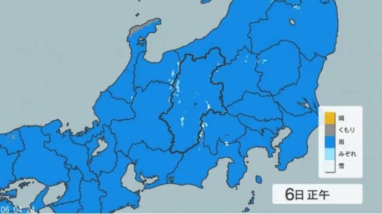 大型連休最終日　雨の1日、ひんやり　きのうと比べ9度から11度低くなりそう　予想最高気温は長野、松本、諏訪13度、飯田14度｜FNNプライムオンライン