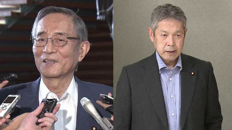 憲法改正推進本部長に決まった細田博之氏(左)と憲法審査会会長に決まった佐藤勉氏(右)