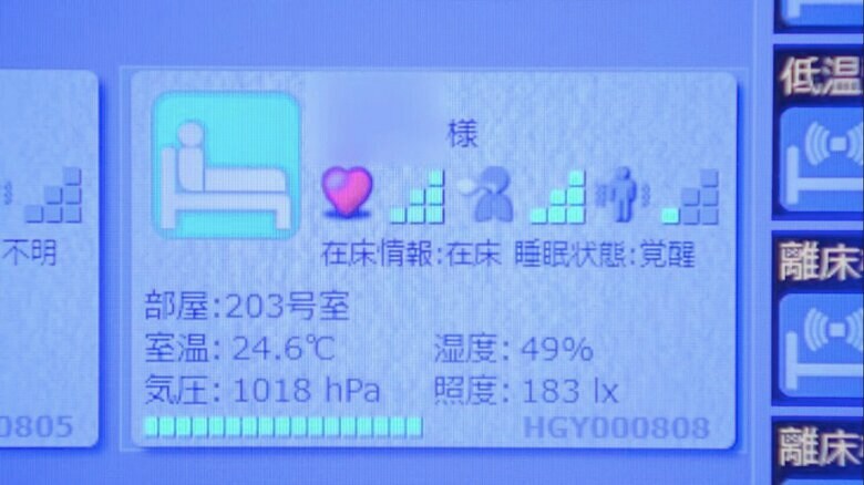 介護見守りシステム「まもる〜の」の管理画面