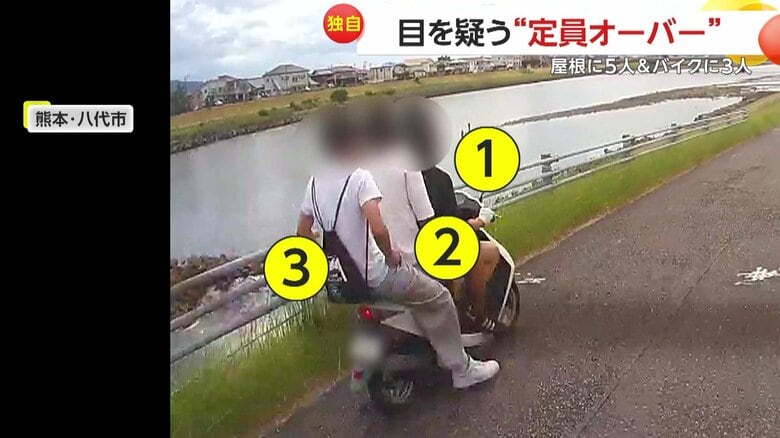 無理矢理3人乗りで走るバイク（FNN投稿サイト「ビデオPost」）