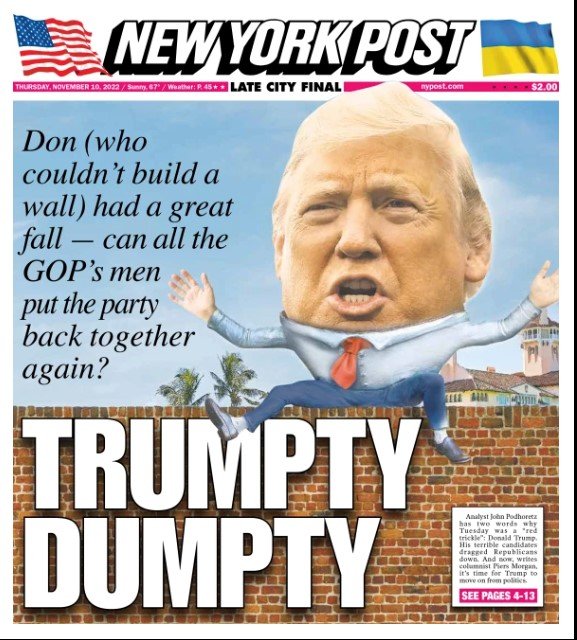 トランプ支持だったニューヨーク・ポスト紙がトランプをからかう戯画掲載（10日）