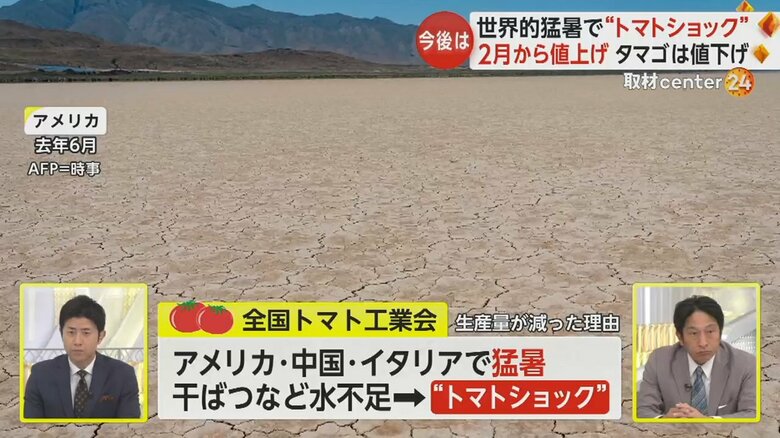 トマト不作の原因となった2023年6月のアメリカの干ばつの様子