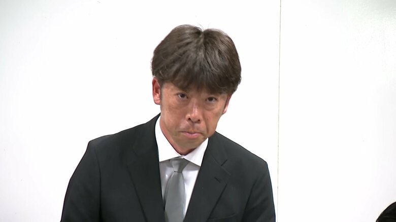 2回目の記者会見に出席した北越高校男子ソフトテニス顧問の寺尾氏