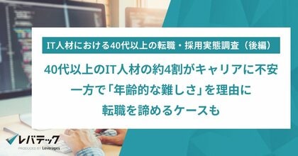 40代以上のIT人材の約4割がキャリアに不安、一方で「年齢的な難しさ」を理由に転職を諦めるケースも