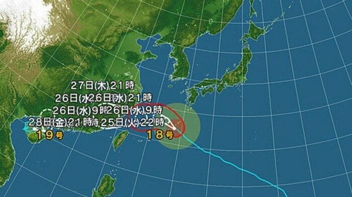 台風18号の進路予想図　日本気象協会より