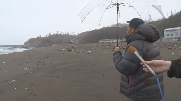 太鼓が漂着した鯨波海岸