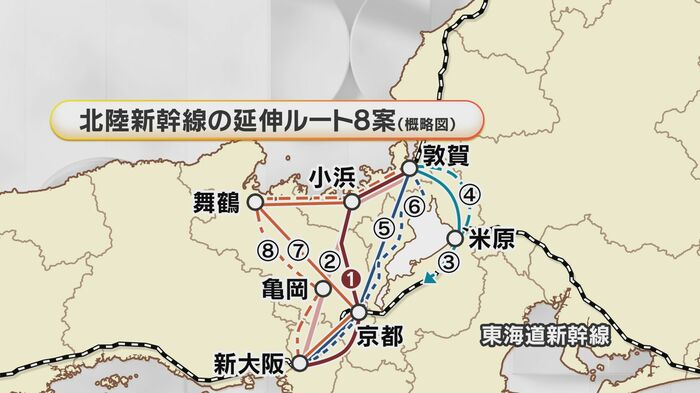 北陸新幹線のルート8案