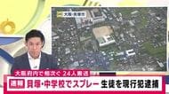 【速報】「遊び半分で噴射した」大阪・貝塚市の中学校で“スプレーのようなもの”まかれ24人搬送　男子生徒を現行犯逮捕　約4時間前には堺市の高校でも教室内で“催涙スプレー”「遊び感覚でまいたら大ごとに」