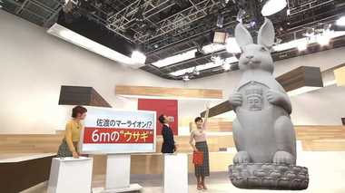 佐渡のマーライオン!? 巨大ウサギ観音完成…でも夜はちょっと怖い?