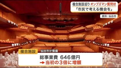 「際限なく資金をつぎ込むことを容認する市民はいない」仙台市民オンブズマンが複合施設めぐり公開質問状