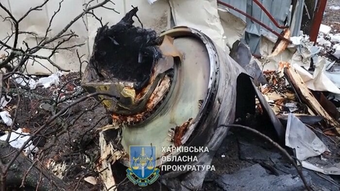 ウクライナに着弾した北朝鮮製火星-11A弾道ミサイルの残骸 （ハルキウ地方検察庁 2024年1月）