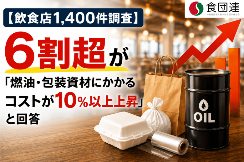 【飲食店1,400件調査】6割超が「燃油・包装資材にかかるコストが10%以上上昇」と回答