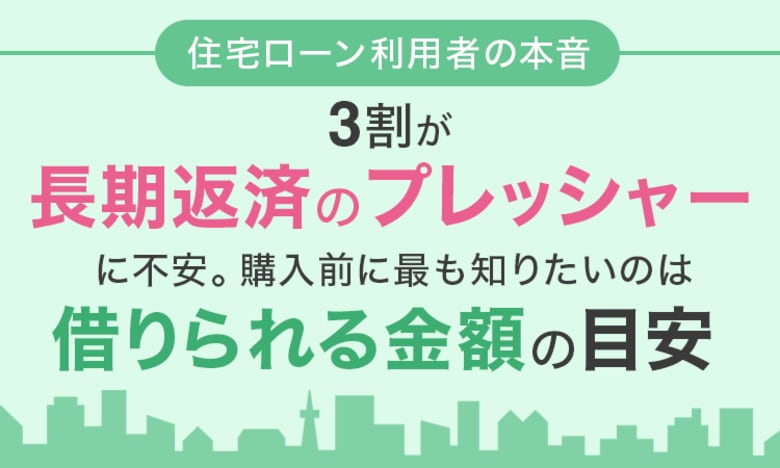 【住宅ローン利用者の本音】 3割が「長期返済のプレッシャー」に不安。購入前に最も知りたいのは「借りられる金額の目安」