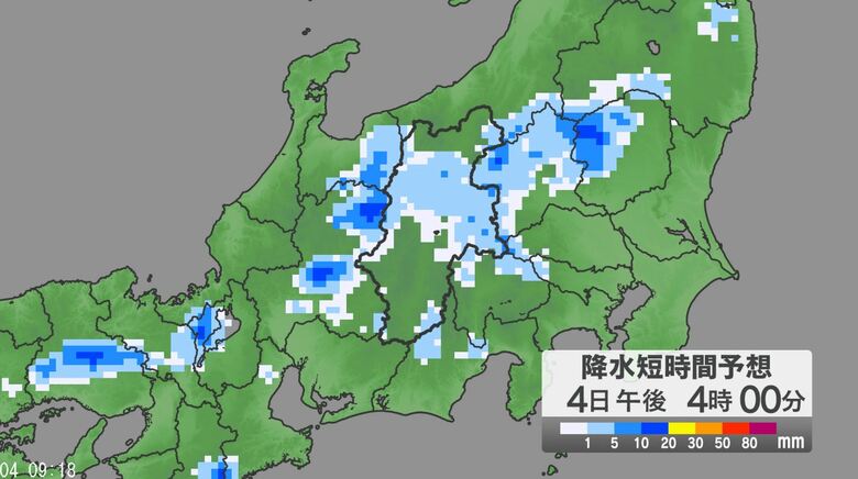 「警報級の大雨」の可能性　非常に激しい雨の降る所がある見込み　4日昼過ぎから夜遅くにかけて　長野県内の24時間予想降水量は中部100ミリ、北部80ミリ、南部60ミリ（5日午前6時まで　多い所で）｜FNNプライムオンライン