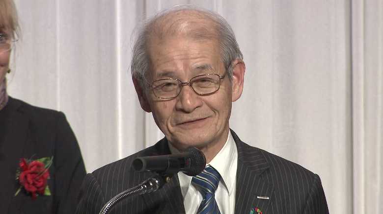 (設立記念イベントであいさつする旭化成名誉フェロー 吉野彰氏・都内1月29日)