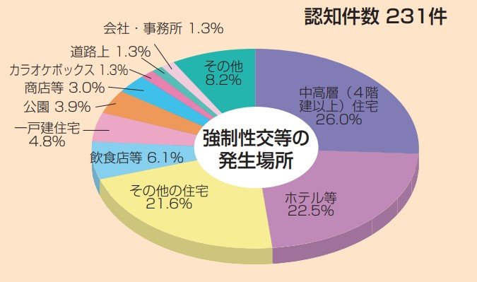 強制性交等の発生場所　警視庁HPより