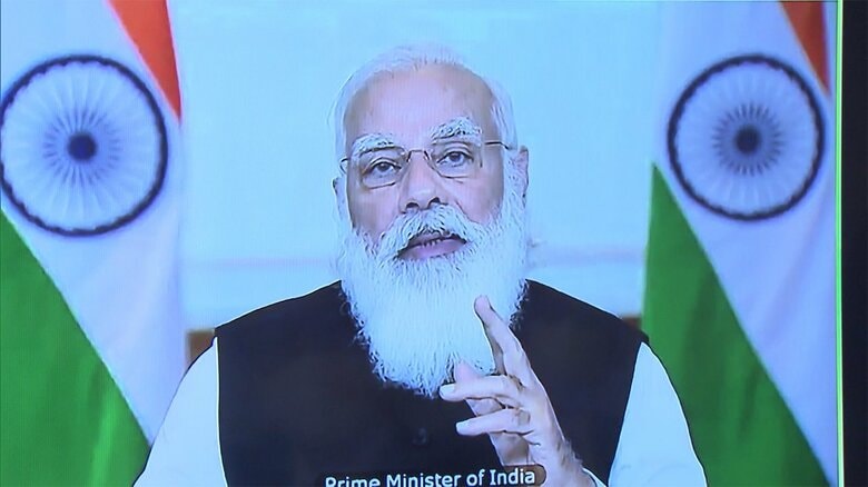 インド・モディ首相　3月12日　日米豪印首脳テレビ会議