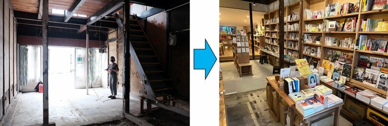 愛知県でのマッチング例。空き家が書店に