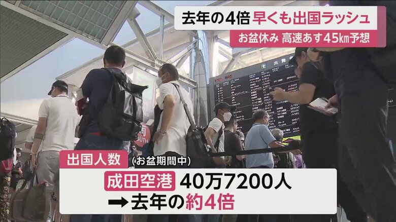 海外に出発する、多くの人でにぎわう成田空港（10日午前）