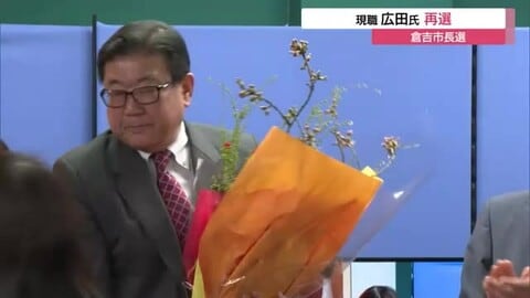 【倉吉市長選】広田一恭氏が再選　1万票余りを獲得し新人に大差で勝利　街づくりの継続に意気込み