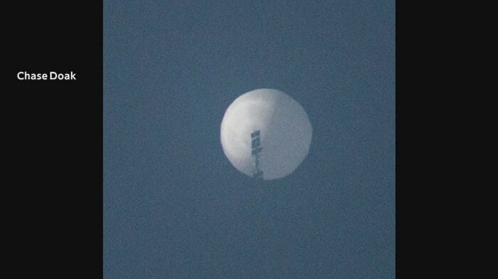 アメリカ上空を中国の偵察気球が飛行（2023年2月）