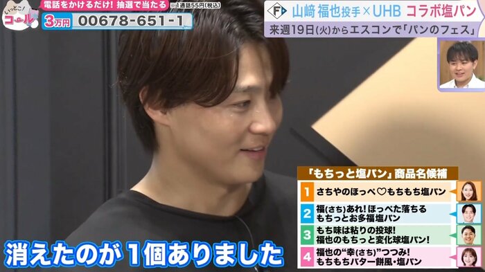 ネーミング案を絞る山崎福也投手