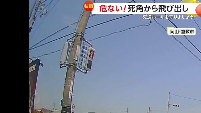 自転車が走っていた横断歩道の信号は赤(FNN投稿サイト「ビデオPost」)
