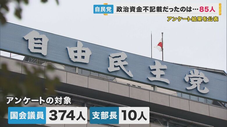 自民党　全国会議員と選挙区支部長に「不記載」アンケート　結果を衆院予算委に提出　不記載は85名　使途は不明｜FNNプライムオンライン