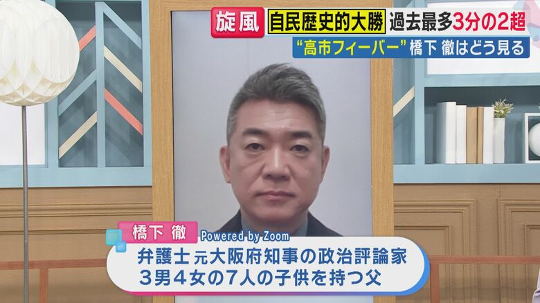 橋下徹氏「自民党にとっては維新はいらない」 それでも高市総理が吉村代表と連立を続ける“真のきょうだい関係”とは？【衆院選】｜FNNプライムオンライン