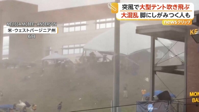 大型のテントが吹き飛ばされる瞬間⑤