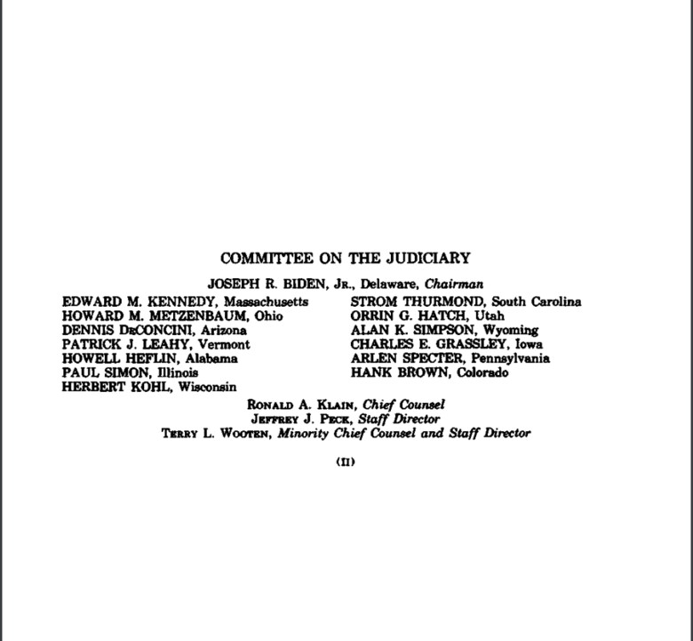 バイデン大統領が当時委員長を務めた公聴会の資料