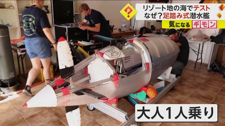 潜水艦は、大人1人が入れる程度の大きさ