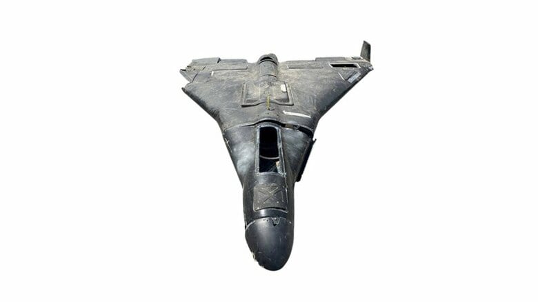 ウクライナで回収されたロシアのジェット推進自爆無人機ゲラン４の残骸（ウクライナ国防情報局、2026年5月25日）