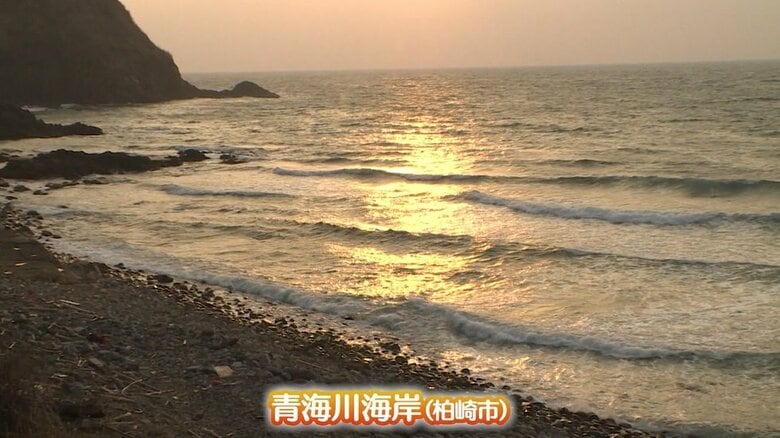 目の前に広がる青海川海岸
