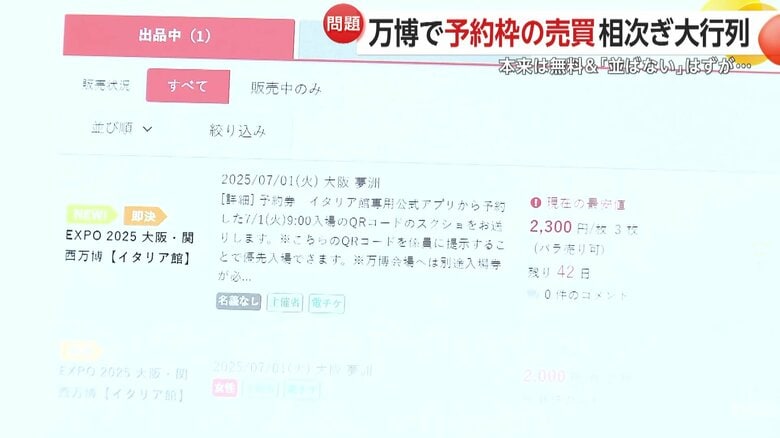 チケットの売買サイトを見てみると、イタリア館の入場券が2300円で売られていた