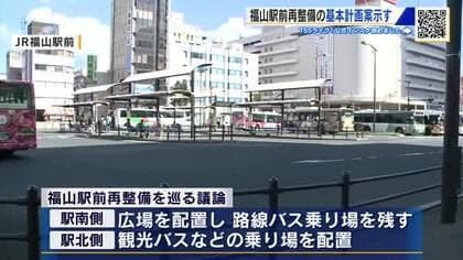 福山駅前再整備　基本計画案示す　駅南側に広場と路線バス乗り場「現実的な案になった」