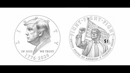“トランプ大統領1ドル硬貨”製造か…独立250周年記念でトランプ氏と「FIGHT・FIGHT・FIGHT」の文字などが刻まれる予定