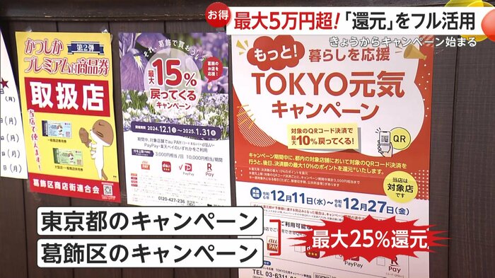 東京都・葛飾区2つのキャンペーンを同時に使うと還元率は最大25%になる