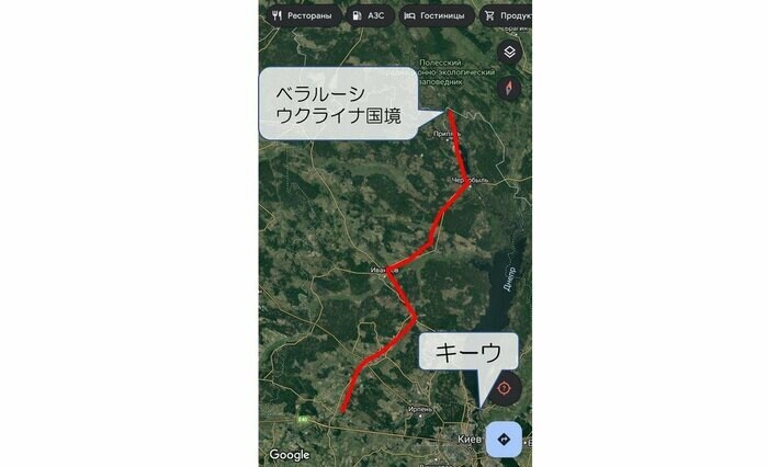 ニキータさんの所属部隊の侵攻ルート(※本人提供画像を一部加工)
