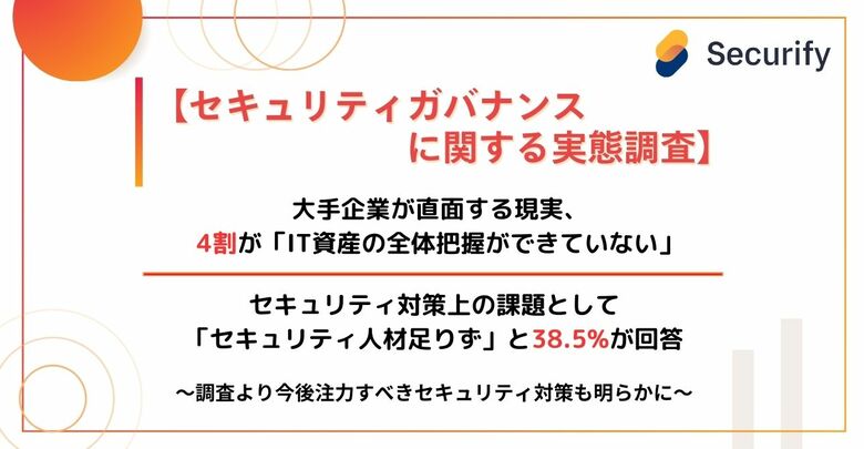 【セキュリティガバナンスに関する実態調査】大手企業が直面する現実、4割が「IT資産の全体把握ができていない」セキュリティ対策上の課題として「セキュリティ人材足りず」と38.5%が回答