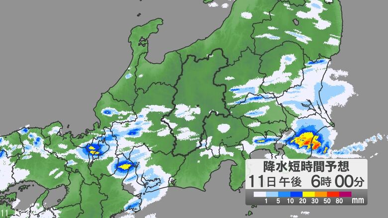 関東甲信地方で「警報級の大雨」となる地域が拡大する可能性　大気の状態が非常に不安定　12日朝にかけて非常に激しい雨の降る所が｜FNNプライムオンライン