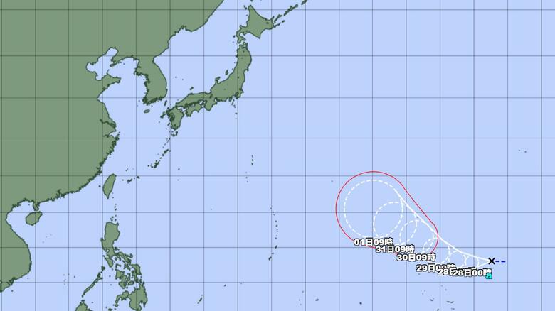 【台風情報】“台風のたまご”熱帯低気圧の進路予想は　今後、台風に発達し、31日には強い勢力となる見込み　動向に注意が必要｜FNNプライムオンライン