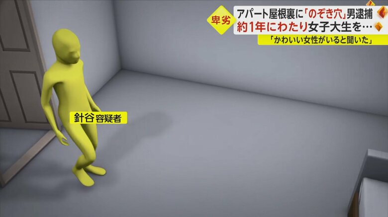 女子大生の部屋に侵入した針谷容疑者(イメージ)