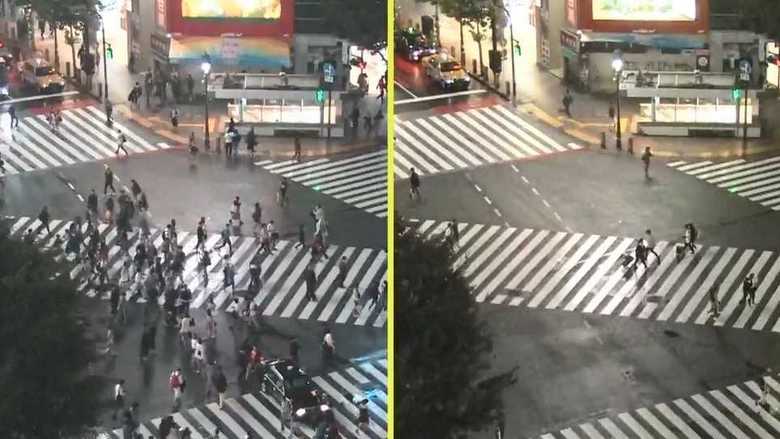 (左:午後7時ごろ/右:午後9時ごろ)