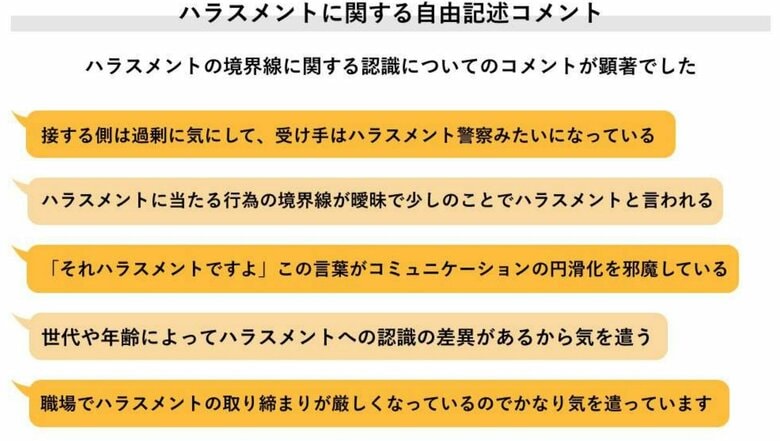 ハラスメントに関する自由記述のコメント（提供：株式会社ライボ）