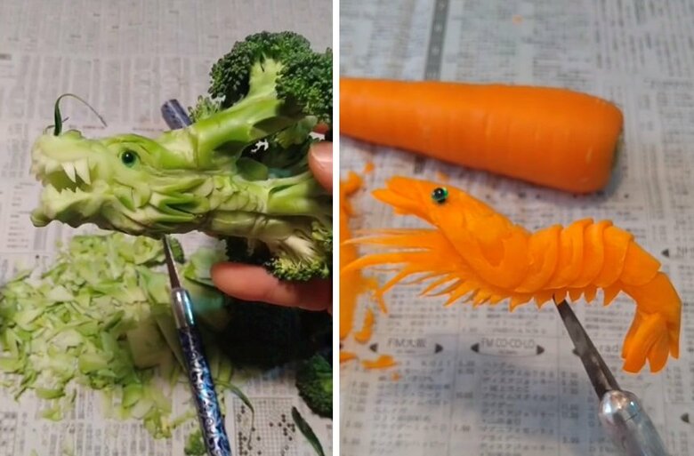 その他の作品たち　ブロッコリーを使った龍も…