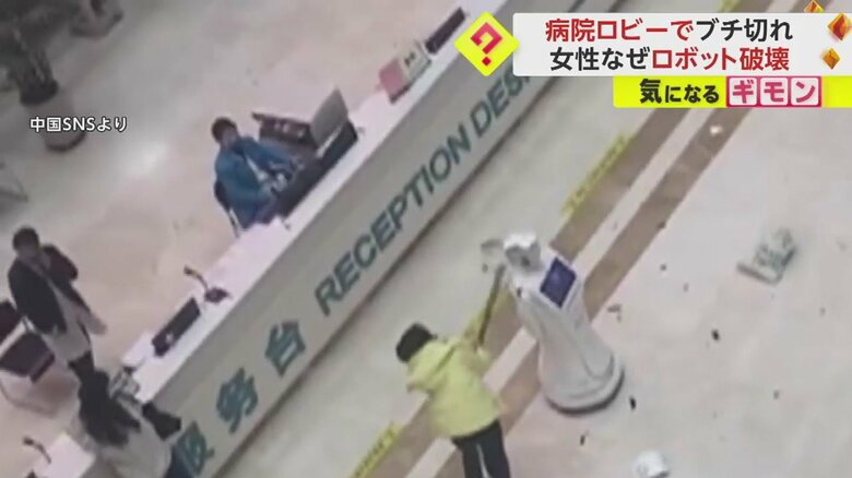 棒でロボットを殴る女性を捉えた別の映像